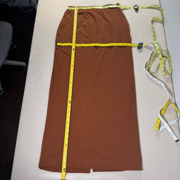 Uniqlo Mame Kurogouchi AIRism Cotton Slit Pencil Skirt Brown Small Modern NWT - Picture 11 of 12